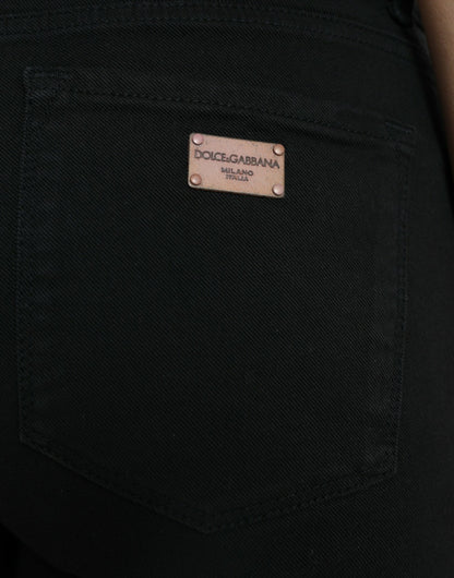 Vaqueros elásticos elegantes de cintura media negros