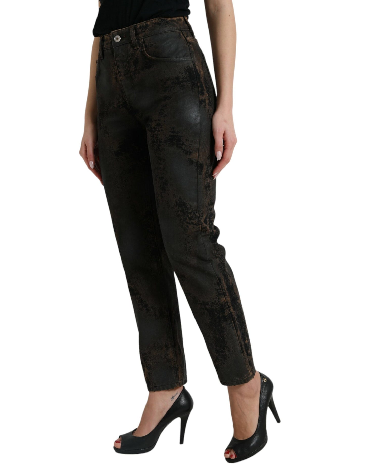 Vaqueros elásticos de cintura media con estilo boyfriend chic