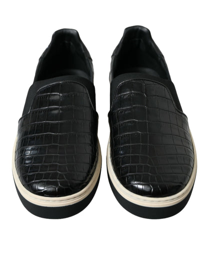 Elegantes zapatillas bajas de piel de cocodrilo
