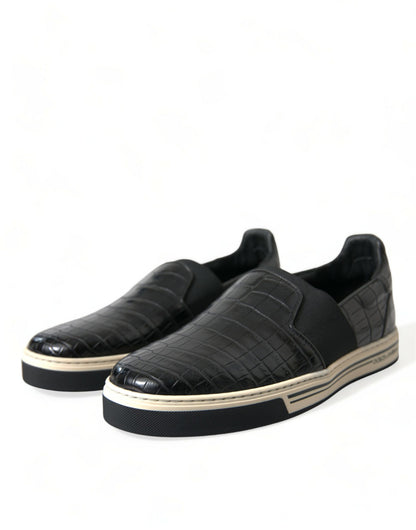Elegantes zapatillas bajas de piel de cocodrilo