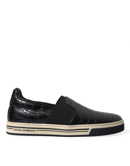 Elegantes zapatillas bajas de piel de cocodrilo