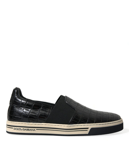 Elegantes zapatillas bajas de piel de cocodrilo