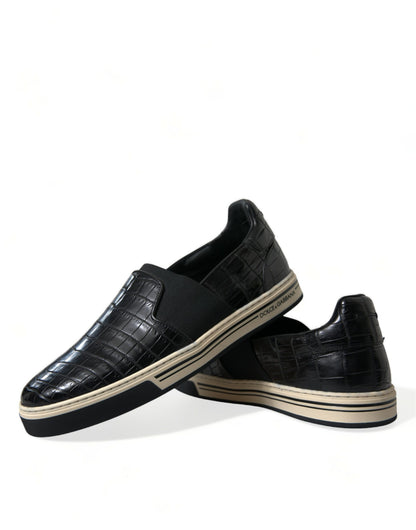 Elegantes zapatillas bajas de piel de cocodrilo