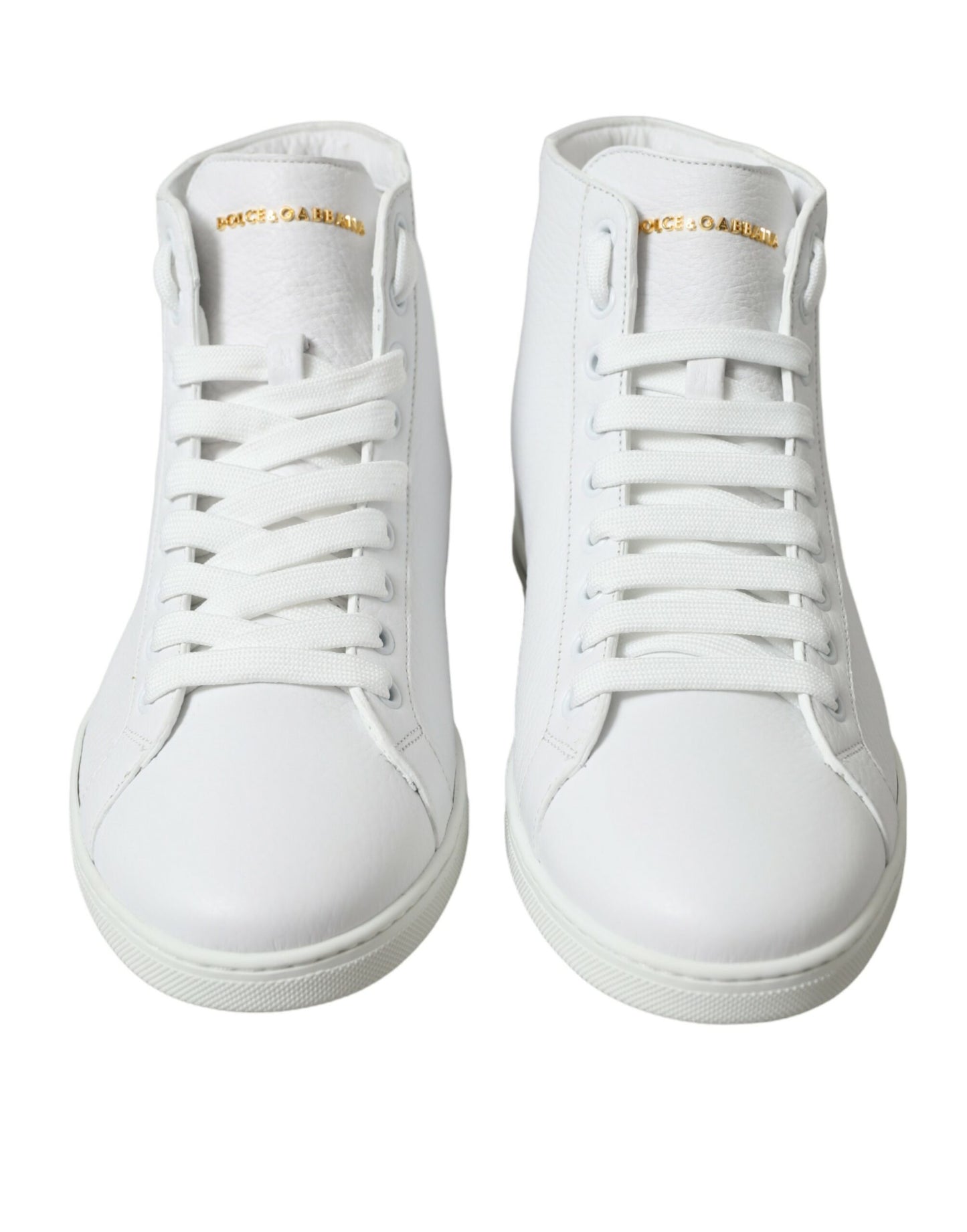 Elegantes zapatillas altas de cuero blanco