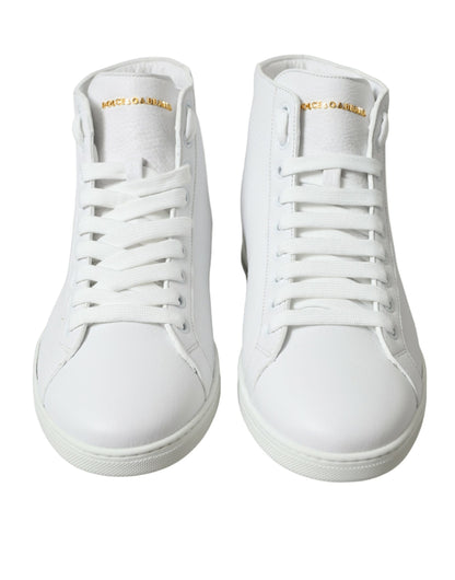 Elegantes zapatillas altas de cuero blanco