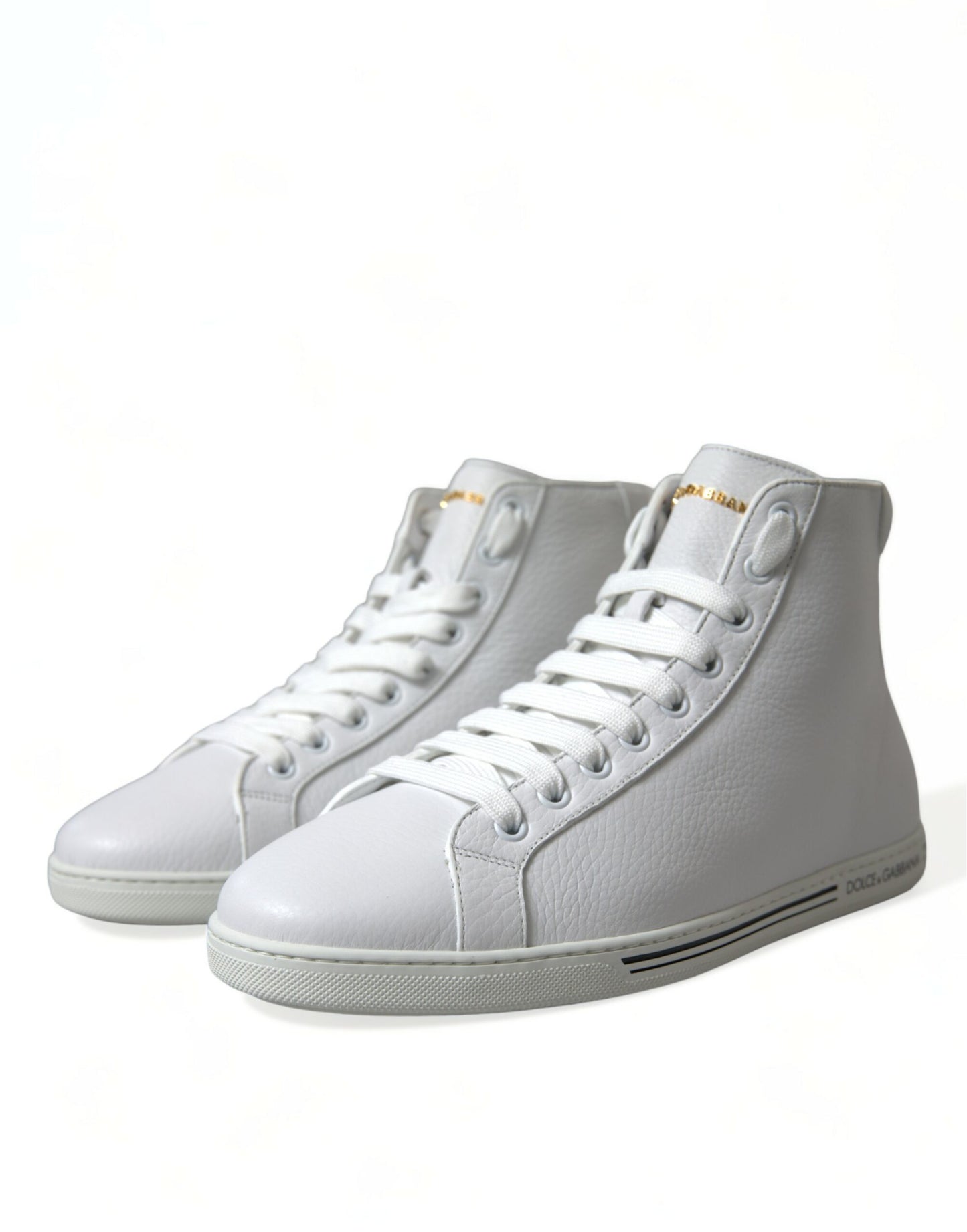 Elegantes zapatillas altas de cuero blanco