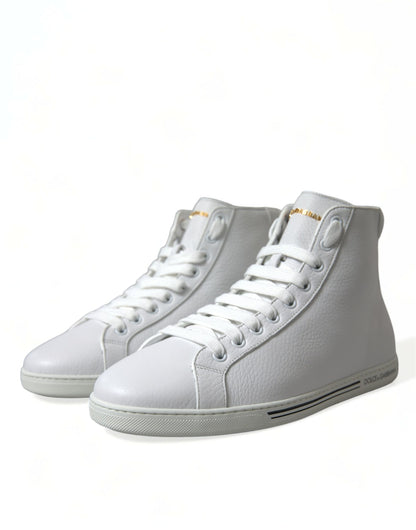 Elegantes zapatillas altas de cuero blanco