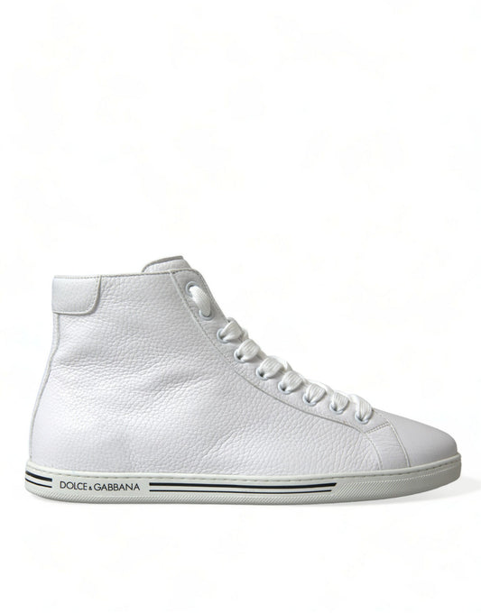 Elegantes zapatillas altas de cuero blanco