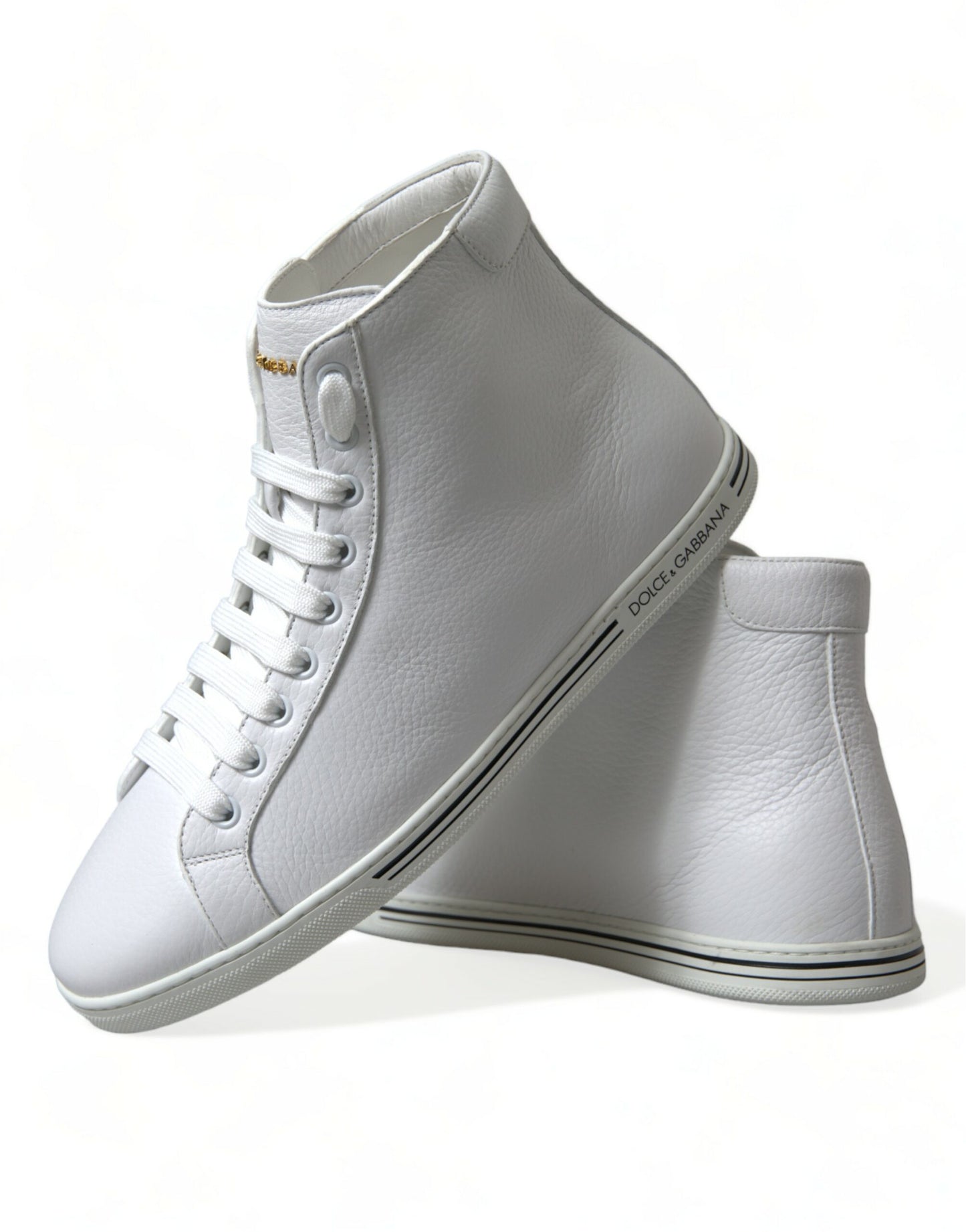 Elegantes zapatillas altas de cuero blanco