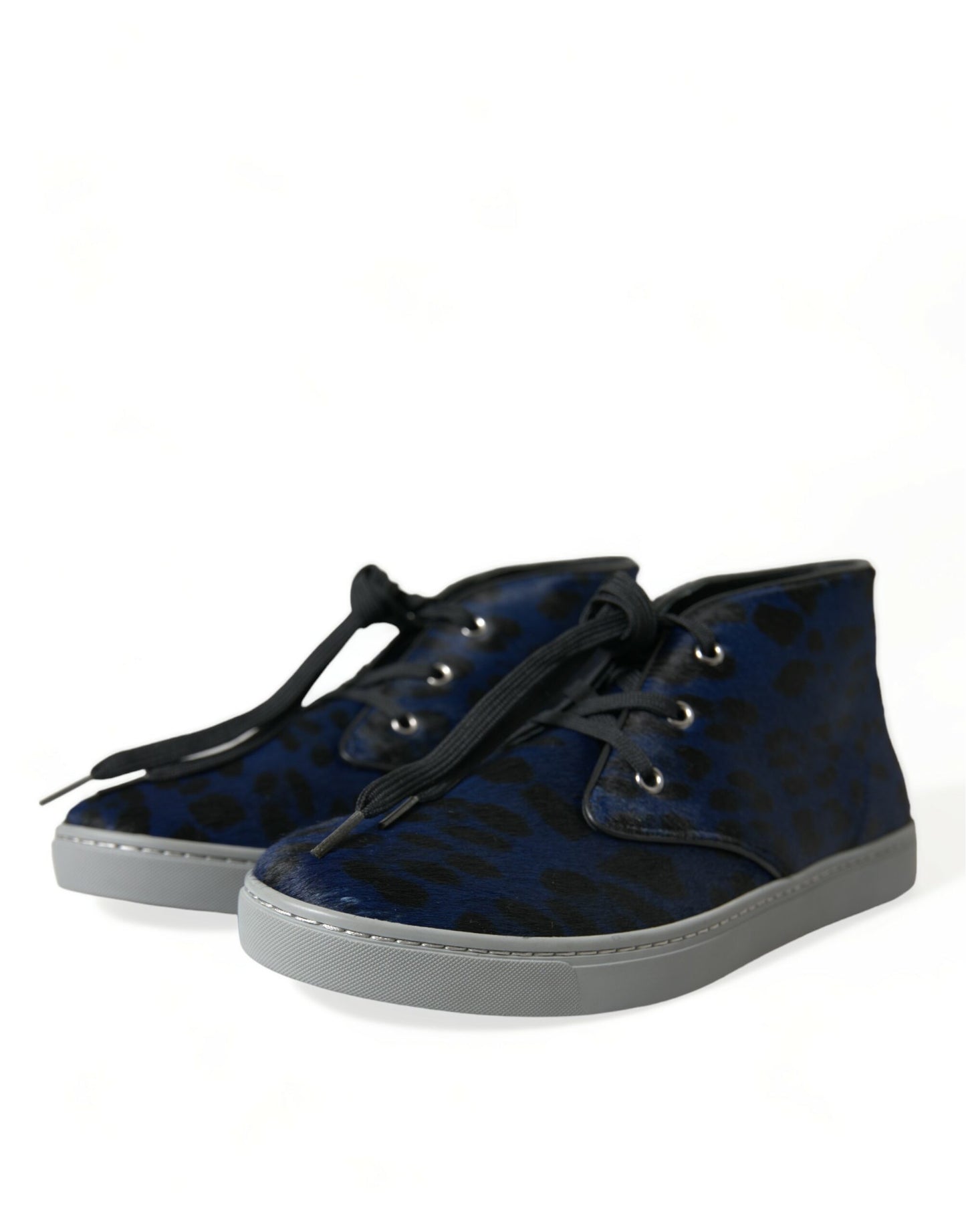 Zapatillas deportivas de caña media con estampado de leopardo azul chic