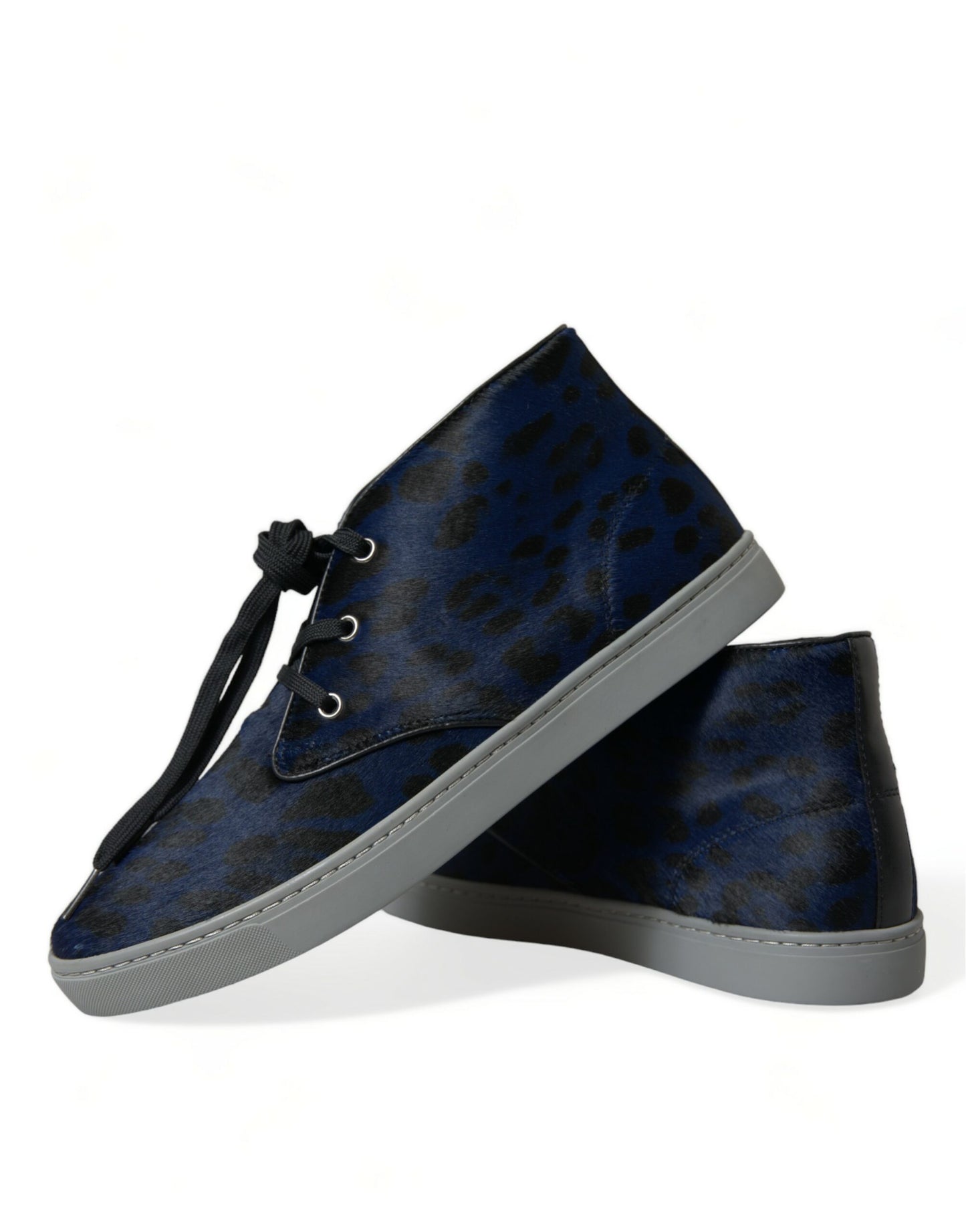 Zapatillas deportivas de caña media con estampado de leopardo azul chic