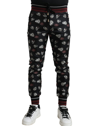 Elegante pantalón de chándal de seda con estampado de anillos