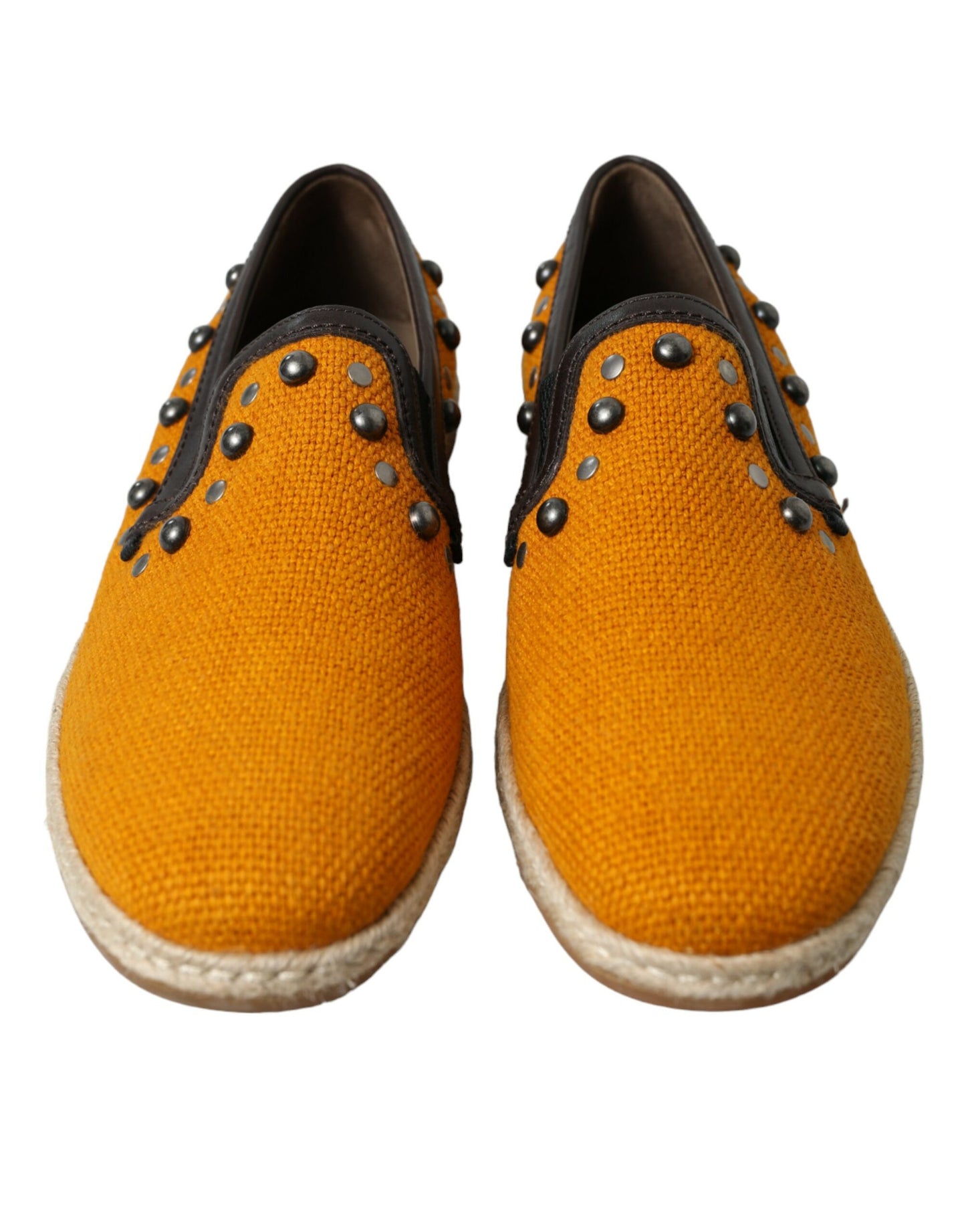 Mocasines exclusivos de lona naranja con tachuelas