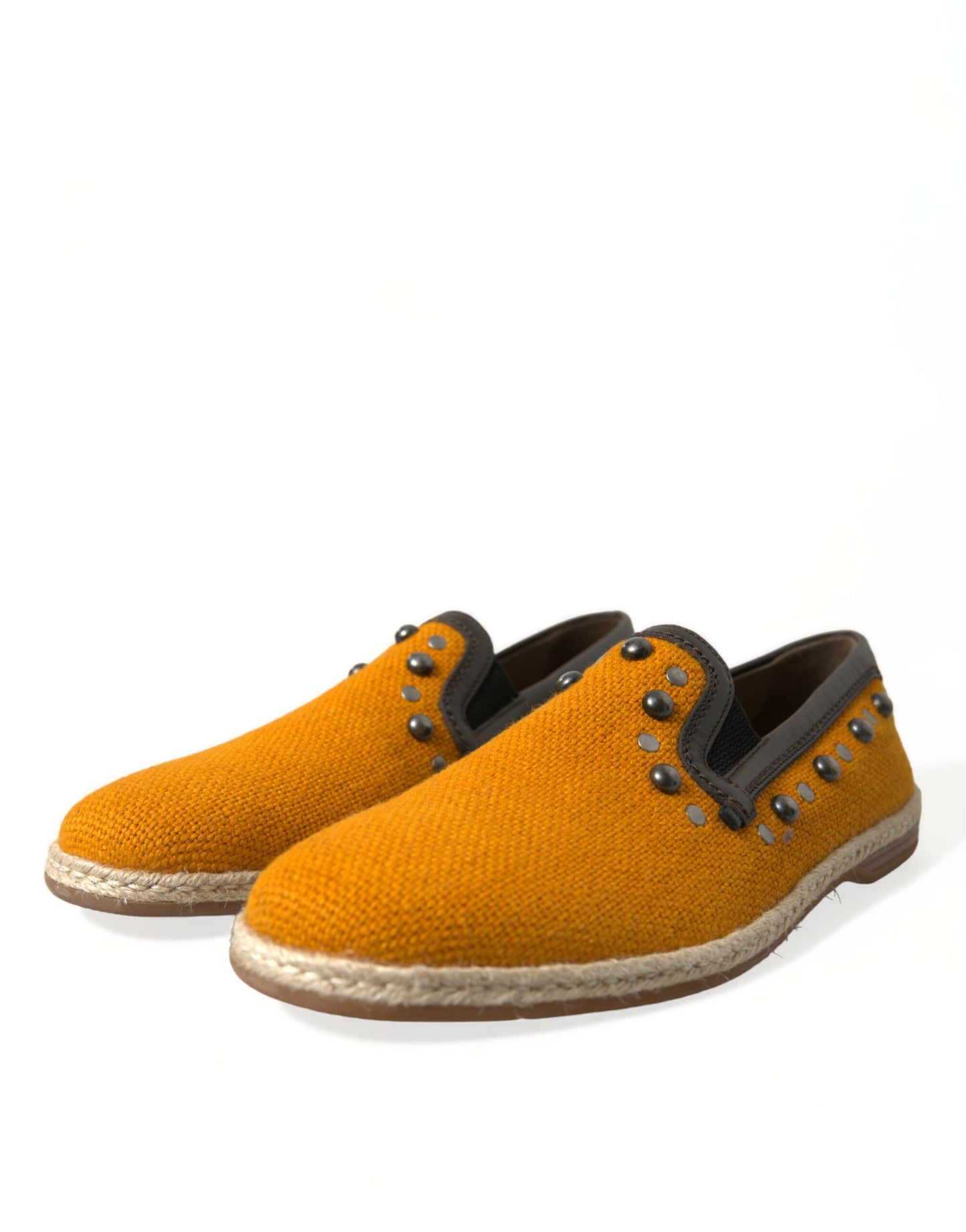 Mocasines exclusivos de lona naranja con tachuelas