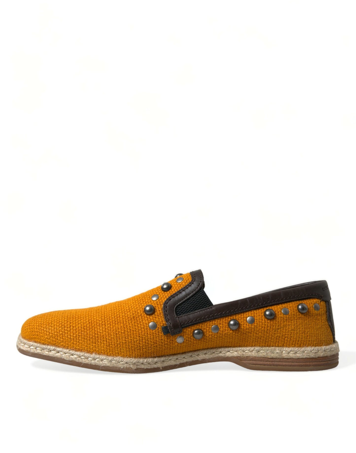 Mocasines exclusivos de lona naranja con tachuelas