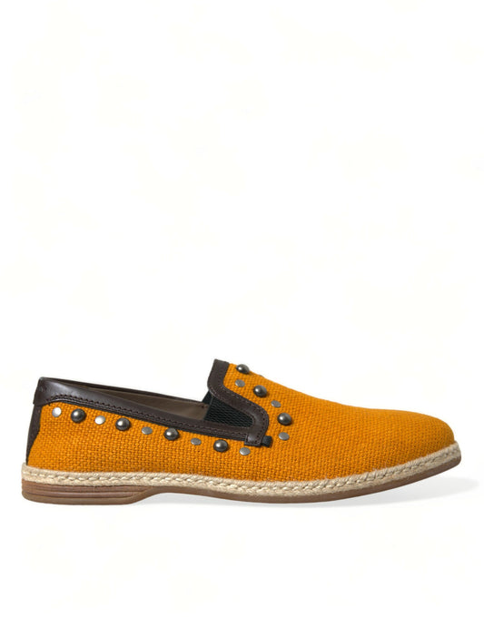 Mocasines exclusivos de lona naranja con tachuelas