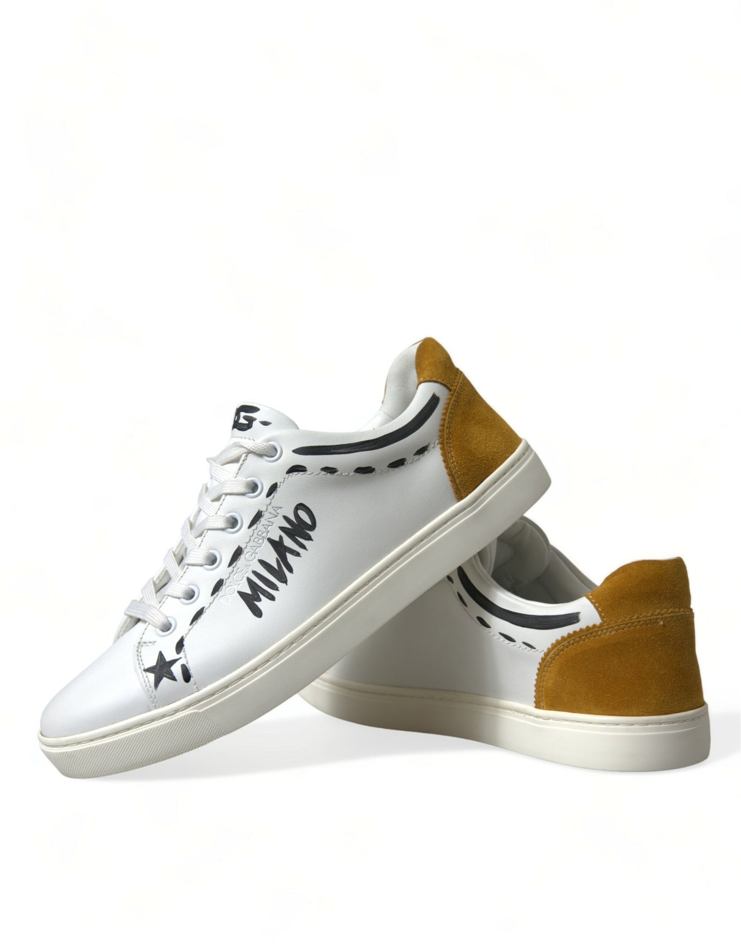 Zapatillas blancas elegantes de cuero de caña baja