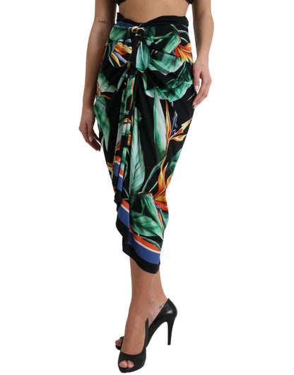 Elegante falda midi de cintura alta con estampado floral
