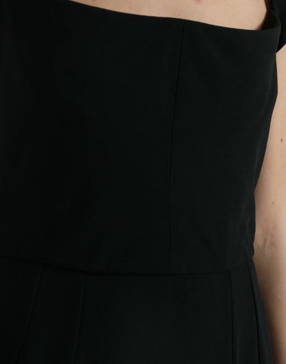 Elegante vestido midi de cady elástico negro