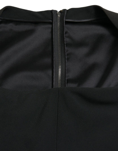 Elegante vestido midi de cady elástico negro