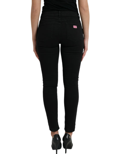 Elegantes jeans negros elásticos de cintura media