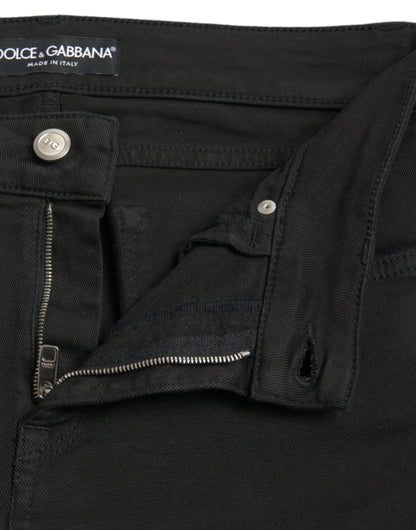 Elegantes jeans negros elásticos de cintura media