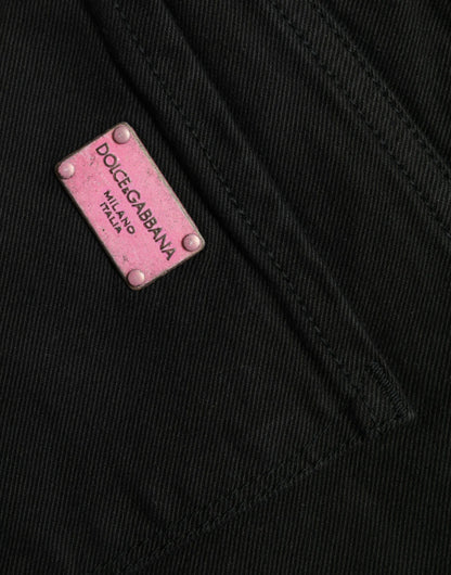 Elegantes jeans negros elásticos de cintura media