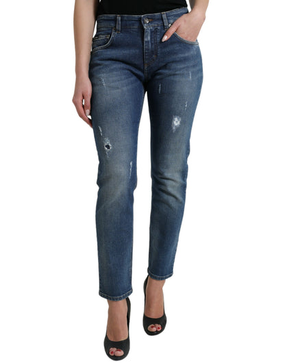 Vaqueros elásticos de cintura media estilo boyfriend chic
