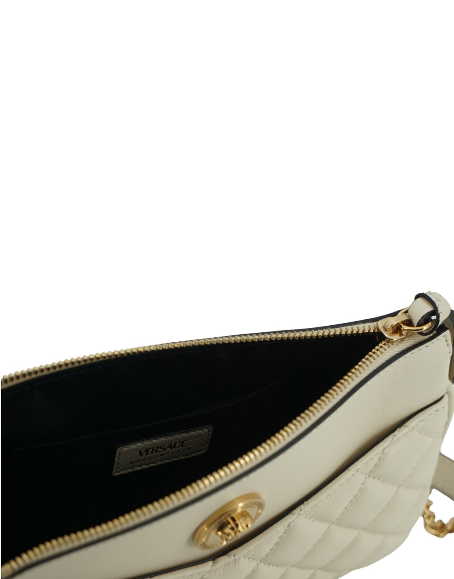 Elegante bolso bandolera de piel de cordero blanca