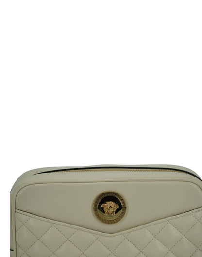 Elegante bolso de hombro para cámara de cuero blanco