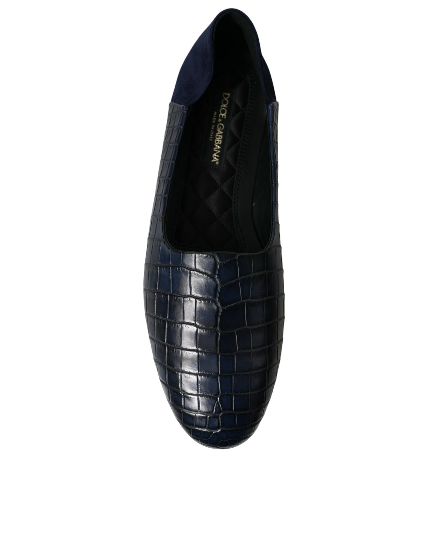 Elegantes mocasines de piel de cocodrilo azul