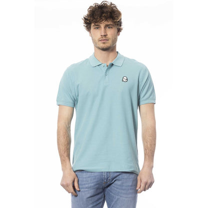Polo de algodón azul claro para hombre