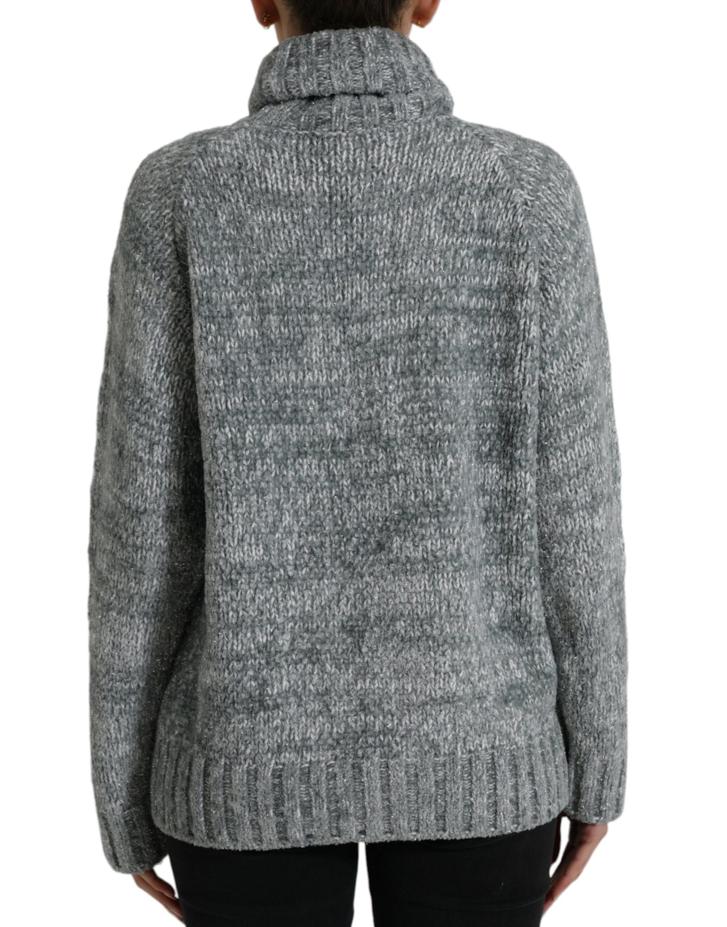 Elegante jersey de cuello alto en mezcla de cachemira gris