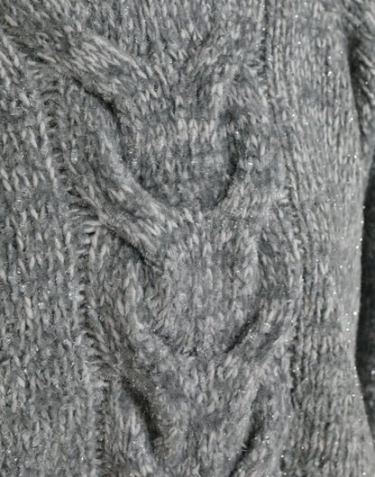 Elegante jersey de cuello alto en mezcla de cachemira gris
