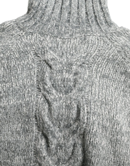 Elegante jersey de cuello alto en mezcla de cachemira gris