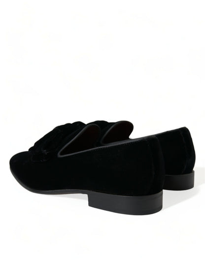 Mocasines elegantes de terciopelo negro - Calzado de lujo para hombre