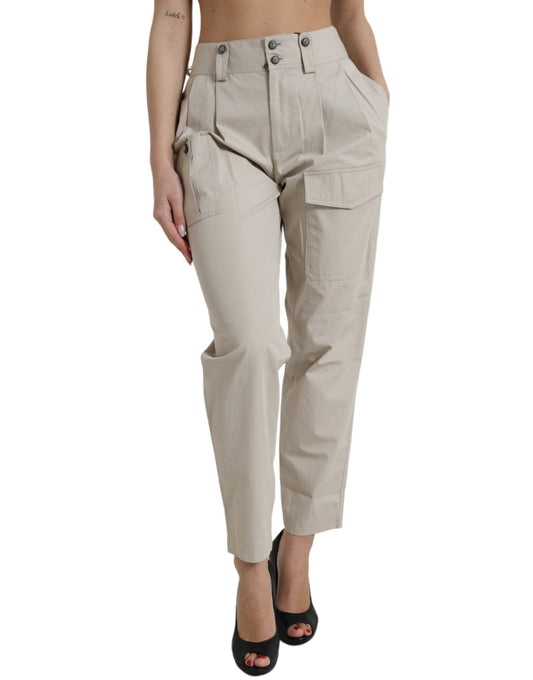 Pantalones de moda de cintura alta y corte cónico - Beige