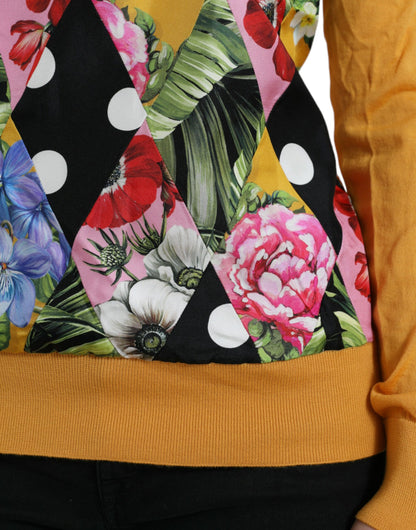Elegante suéter de mezcla de seda con diseño henley y patchwork