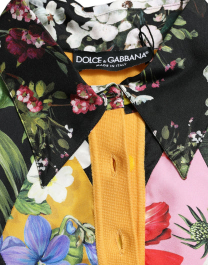 Elegante suéter de mezcla de seda con diseño henley y patchwork