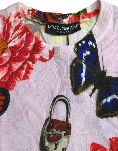 Multicolor Floral Padlock Butterfly Tank Top