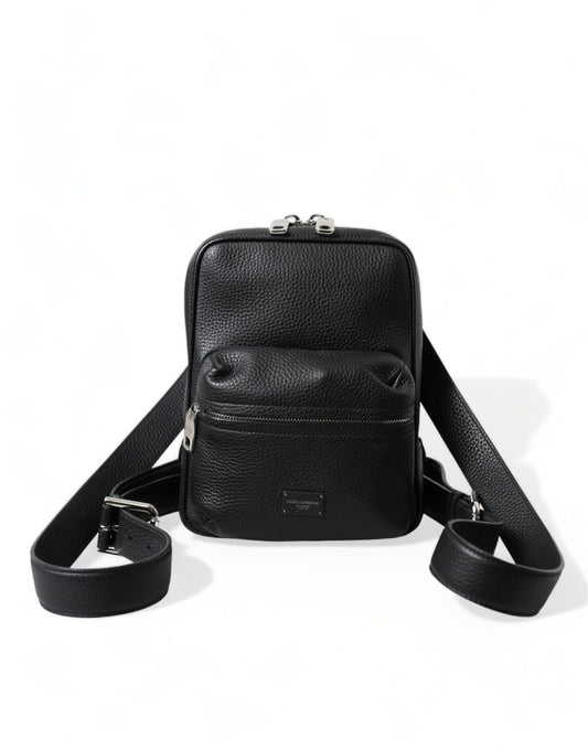 Mochila pequeña elegante de piel de becerro negra