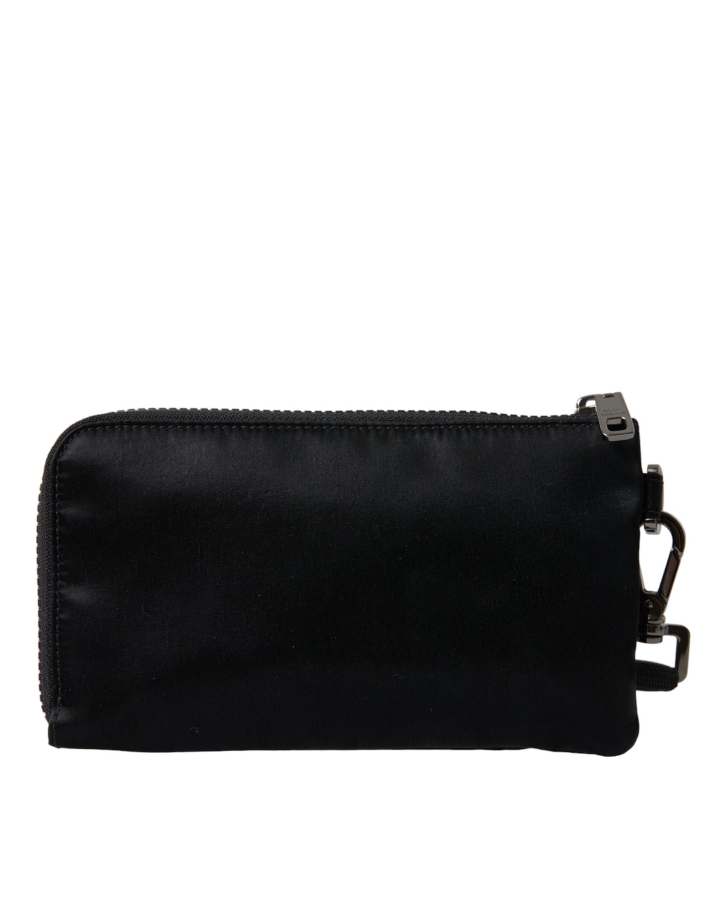 Elegante bolsa de nailon y cuero negro