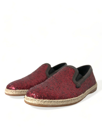 Mocasines de cuero con lentejuelas rojas