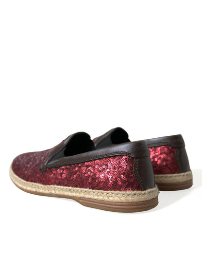 Mocasines de cuero con lentejuelas rojas