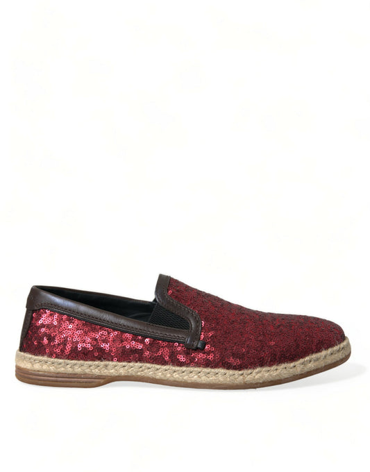 Mocasines de cuero con lentejuelas rojas