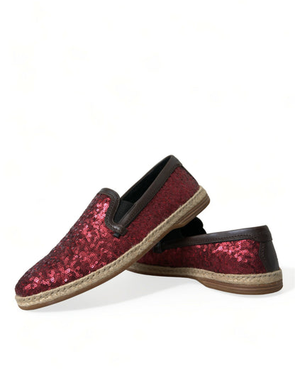 Mocasines de cuero con lentejuelas rojas