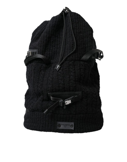 Elegante mochila de mezcla de lana y tricot en color negro