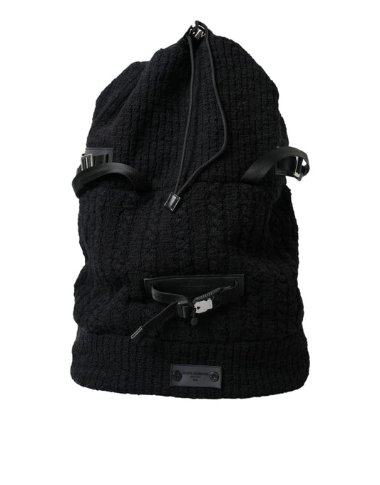 Elegante mochila de mezcla de lana y tricot en color negro