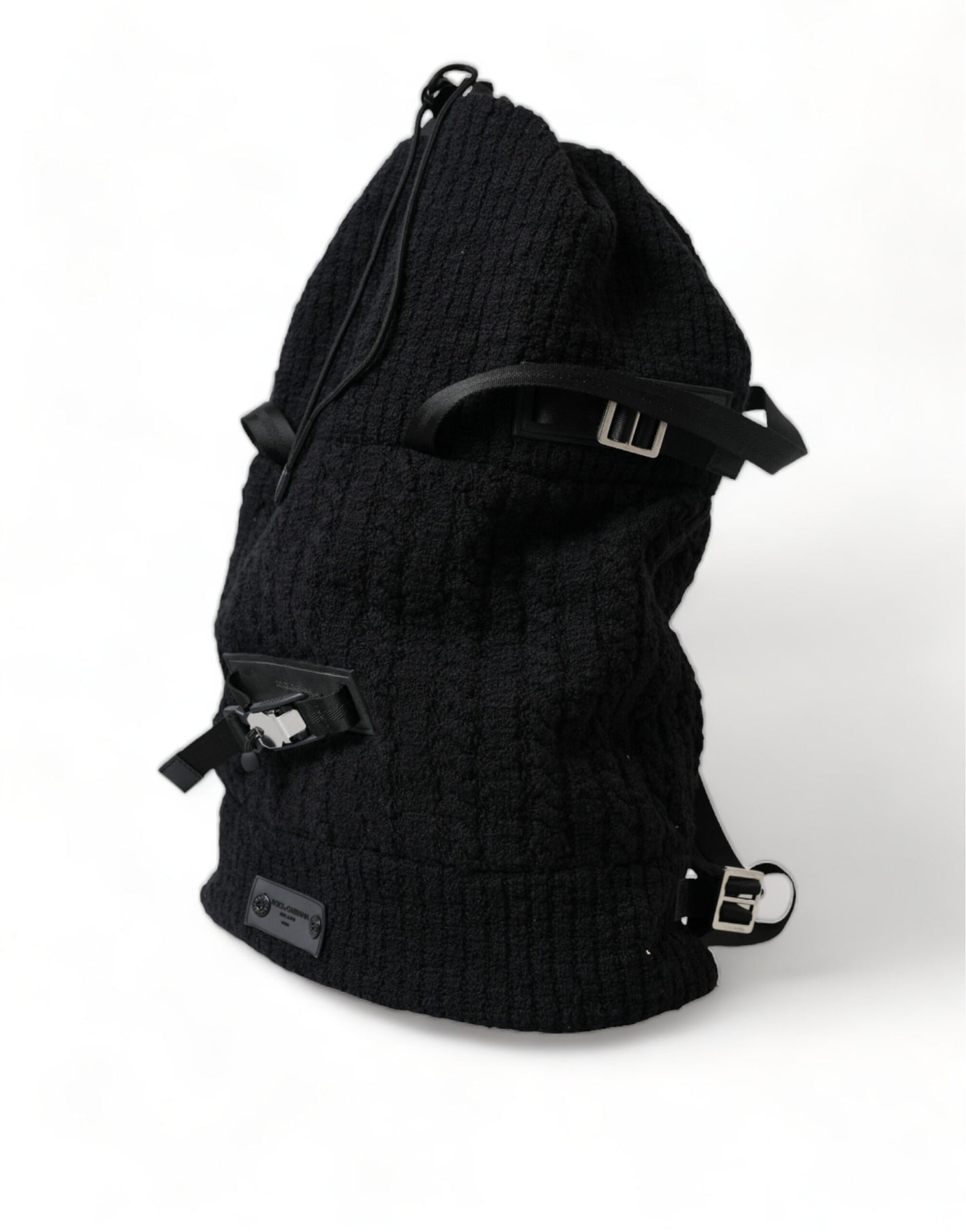 Elegante mochila de mezcla de lana y tricot en color negro
