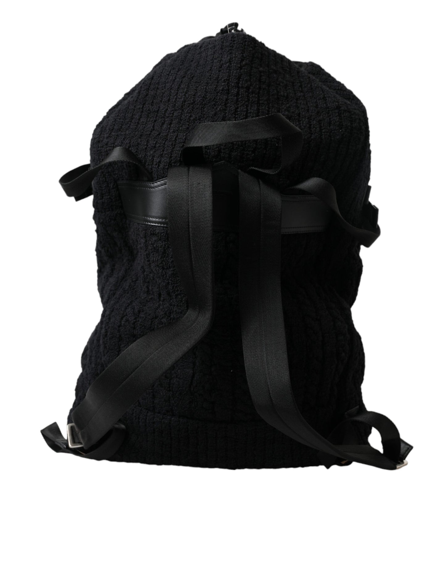 Elegante mochila de mezcla de lana y tricot en color negro